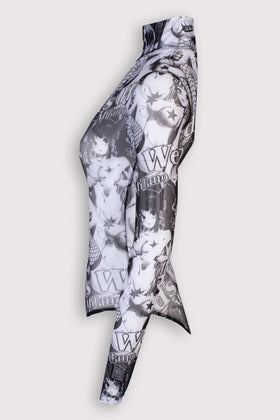RRP€200 GCDS Sheer Body Top S Vulgar Print Long Sleeves High Neck Made in Italy gallery photo number 2