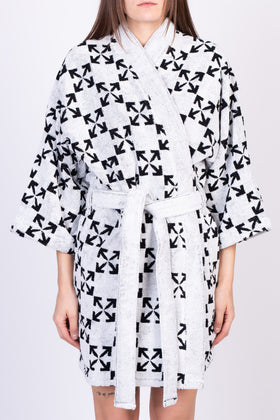 RRP€275 OFF-WHITE HOME Jacquard Bath Robe Size L / XL Arrow Pattern Belted gallery photo number 8