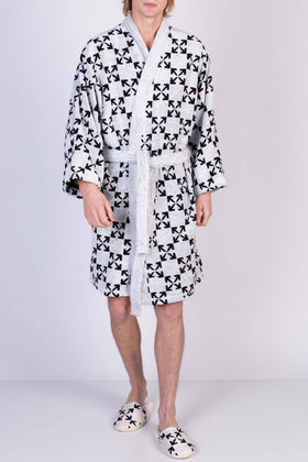 RRP €430 OFF-WHITE HOME Terry Bath Robe & Large Towel Set Size L-XL Arrow Logo gallery photo number 1