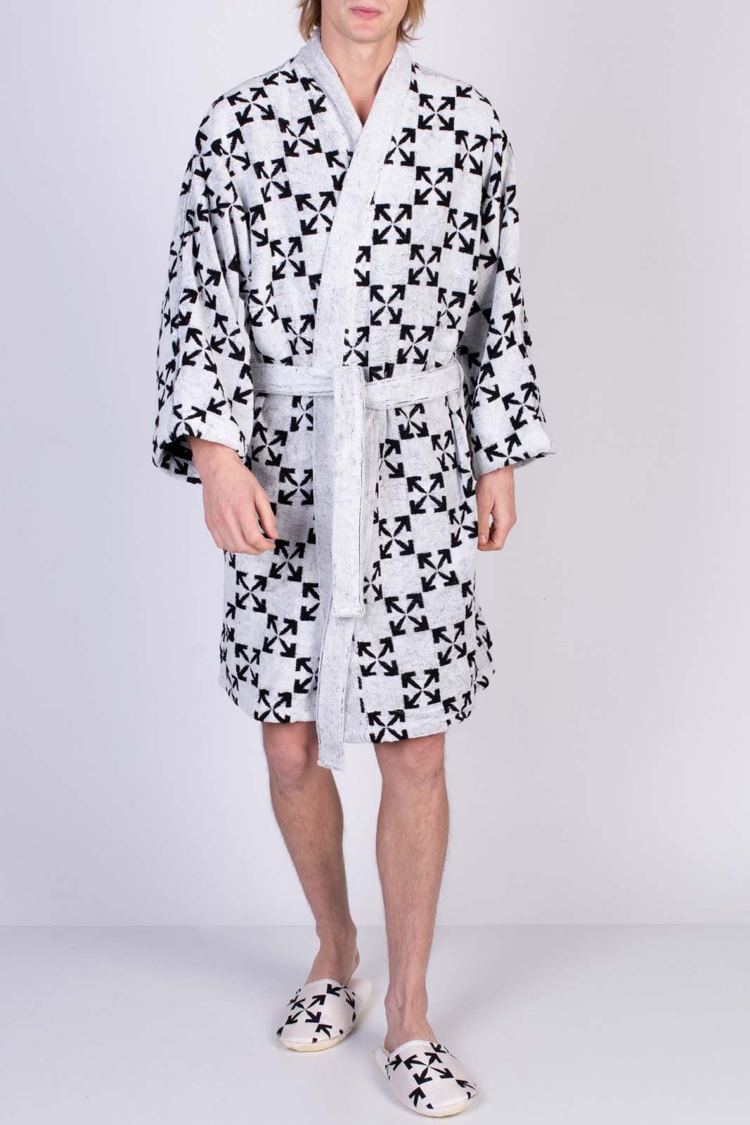 RRP €430 OFF-WHITE HOME Terry Bath Robe & Large Towel Set Size L-XL Arrow Logo gallery main photo