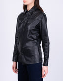 RRP €966 1017 ALYX 9SM Drake Leather Shirt IT40 US4 UK8 S Popper Front Black gallery photo number 6