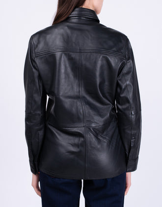 RRP €966 1017 ALYX 9SM Drake Leather Shirt IT40 US4 UK8 S Popper Front Black gallery photo number 7