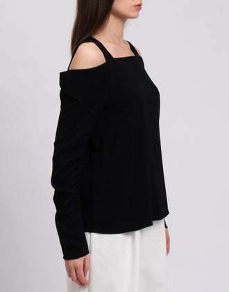 RRP €570 TIBI Top Blouse Size US 4 / S Black Cold Shoulders Zipped Square Neck gallery photo number 5