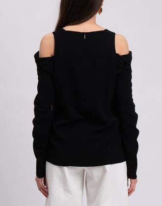 RRP €570 TIBI Top Blouse Size US 4 / S Black Cold Shoulders Zipped Square Neck gallery photo number 6