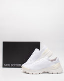 RRP€540 NEIL BARRETT Sneakers US12 UK11 EU45 White Knitted Thunderbolt gallery photo number 1