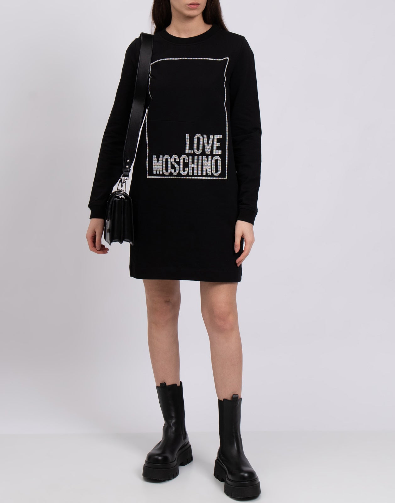 RRP€285 LOVE MOSCHINO Short Sweatshirt Dress IT40 US4 UK8 S Embellished Logo gallery main photo