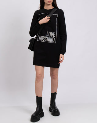 RRP€285 LOVE MOSCHINO Short Sweatshirt Dress IT40 US4 UK8 S Embellished Logo