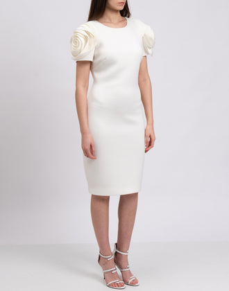 RRP€483 BADGLEY MISCHKA Sheath Dress US10 UK14 IT46 XL Ruffle Rosette Sleeve gallery photo number 7