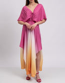 RRP €370 MAJE Rachelly Dress EU36 US4 UK8 S Asymmetric Pink Tie Dye Plunge Neck gallery photo number 3