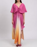 RRP €370 MAJE Rachelly Dress EU36 US4 UK8 S Asymmetric Pink Tie Dye Plunge Neck gallery photo number 5