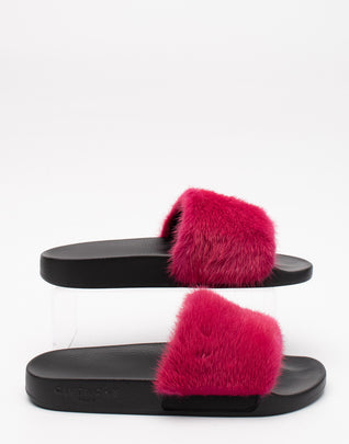 RRP€475 GIVENCHY Mink Fur Slide Sandals US6 EU36 UK3 Pink Footbed Made in Italy