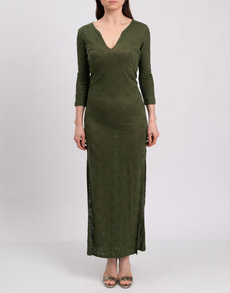 RRP€275 MAJESTIC FILATURES Linen Knitted Maxi Dress Size 1 S Cannabis Embroidery gallery photo number 3