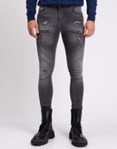 RRP €325 TAKESHY KUROSAWA Biker Jeans W34 Grey Distressed Cropped Made in Italy gallery photo number 5