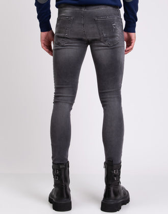 RRP €325 TAKESHY KUROSAWA Biker Jeans W34 Grey Distressed Cropped Made in Italy gallery photo number 7