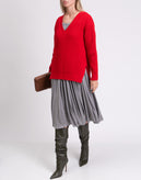 RRP€320 CHINTI & PARKER Pullover Jumper Size M Red Side Slit V-Neck Made in UK gallery photo number 1