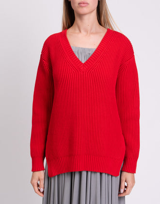 RRP€320 CHINTI & PARKER Pullover Jumper Size M Red Side Slit V-Neck Made in UK gallery photo number 5