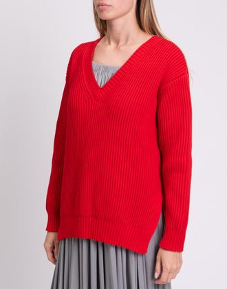 RRP€320 CHINTI & PARKER Pullover Jumper Size M Red Side Slit V-Neck Made in UK gallery photo number 6