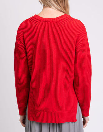 RRP€320 CHINTI & PARKER Pullover Jumper Size M Red Side Slit V-Neck Made in UK gallery photo number 7