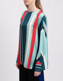 RRP €1728 LORO PIANA Silk Twill Blouse Size M Striped Side Slit Long Sleeve gallery photo number 6