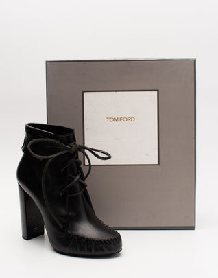 RRP €1145 TOM FORD Leather Ankle Boots EU36 UK3 US6 Fringe Heel Made in Italy