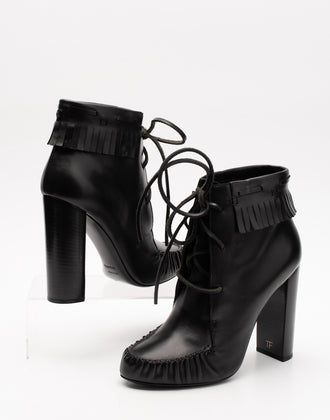 RRP €1145 TOM FORD Leather Ankle Boots EU36 UK3 US6 Fringe Heel Made in Italy gallery photo number 2