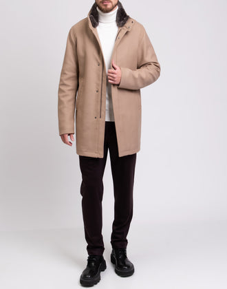 RRP €1090 HERNO Coat IT50 US40 L Wool Blend Waterproof Beaver Fur High Neck gallery photo number 3