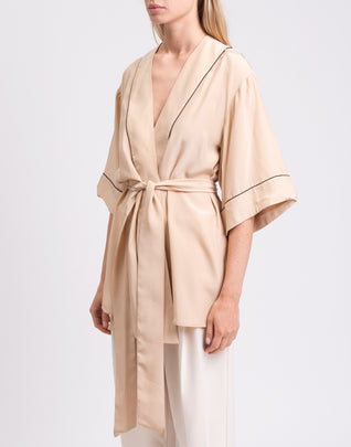 RRP€300 KIKI DE MONTPARNASSE Silk Kimono Pyjama Robe Size XS Waist Tie V-Neck