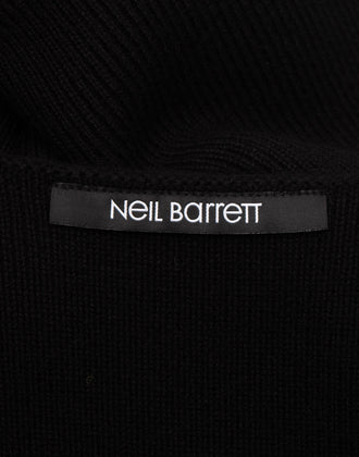 RRP €880 NEIL BARRETT Wool Knitted Midi Dress Size M Black Lace-Up Trim V-Neck gallery photo number 9