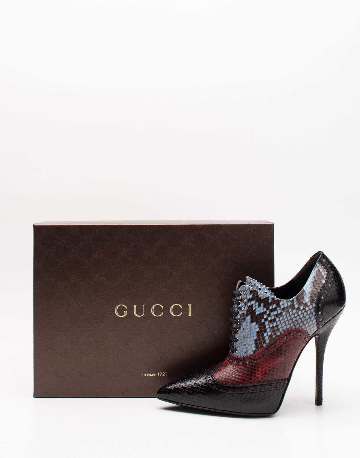 RRP €1000 GUCCI Leather Brogue Booties US8 UK5 EU38 Logo High Heel Made in Italy gallery main photo