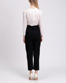 RRP€230 SANDRO Adenia Jumpsuit One-Piece FR34 US2 XS Wool Blend Satin Top V-Neck gallery photo number 6