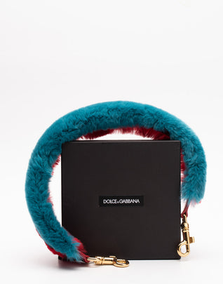 RRP €645 DOLCE & GABBANA Rex Rabbit Fur & Leather Shoulder Strap Clasp Closure