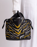 Leather Drawstring Tote Bag Embroidered Double Handles gallery photo number 2