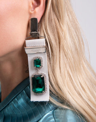 RRP€550 VETEMENTS Suspender Earrings Rhinestones Embellished Butterfly Closure