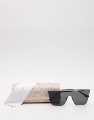 RRP€390 JIMMY CHOO LEAH/S Shield Sunglasses Partly Rimless Glitter Trim