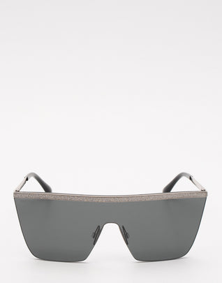 RRP€390 JIMMY CHOO LEAH/S Shield Sunglasses Partly Rimless Glitter Trim