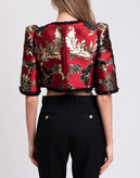 RRP €1820 DOLCE & GABBANA Jacquard Cropped Jacket IT40 US4 UK8 XS Silk Blend gallery photo number 7