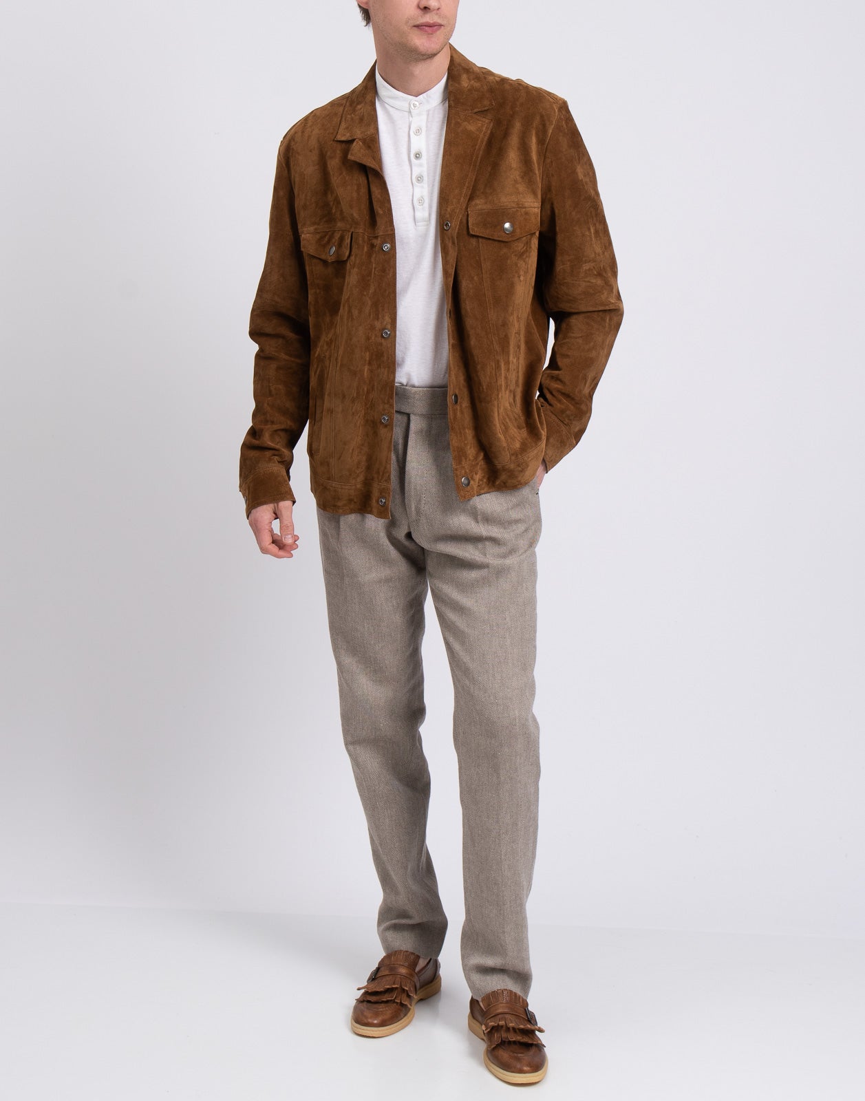 RRP €720 SWORD 6.6.44 Suede Leather Jacket IT52 US42 XL Brown Made in Italy gallery main photo