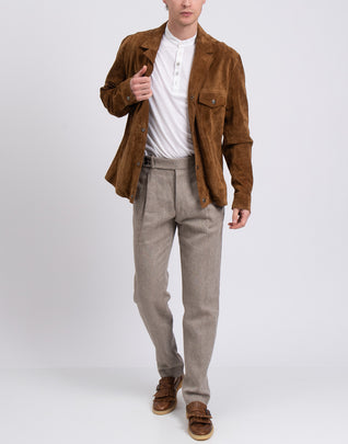 RRP €720 SWORD 6.6.44 Suede Leather Jacket IT52 US42 XL Brown Made in Italy