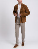 RRP €720 SWORD 6.6.44 Suede Leather Jacket IT52 US42 XL Brown Made in Italy gallery photo number 3
