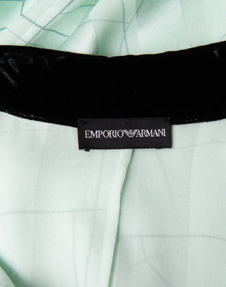 RRP €950 EMPORIO ARMANI Silk Shirt Dress EU46 US10 UK14 XL Green Velour Trim gallery photo number 7