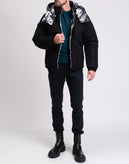 RRP€680 JUST CAVALLI Puffer Jacket IT48 US38 M Padded Brushed Print Hooded gallery photo number 1