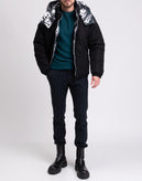 RRP€680 JUST CAVALLI Puffer Jacket IT48 US38 M Padded Brushed Print Hooded gallery photo number 2