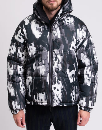 RRP€680 JUST CAVALLI Puffer Jacket IT48 US38 M Padded Brushed Print Hooded gallery photo number 8