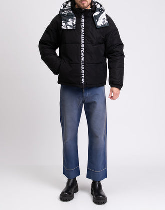 RRP€680 JUST CAVALLI Puffer Jacket IT48 US38 M Padded Brushed Print Hooded gallery photo number 3