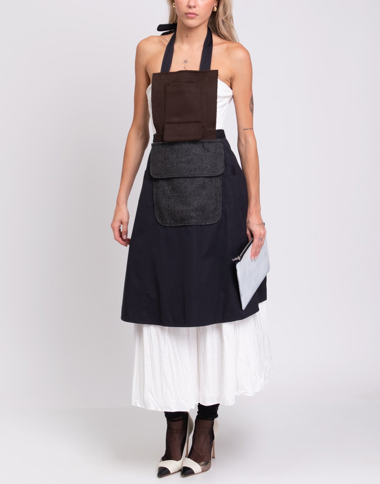 RRP €680 MAISON MARGIELA Flannel Apron One Size Contrast Wool Angora & Cashgora gallery main photo