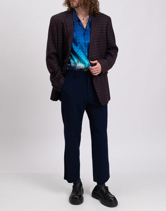 RRP €990 GUCCI Wool Flat Front Trousers IT50 US40 L Blue Cropped Made in Italy gallery photo number 2