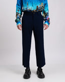 RRP €990 GUCCI Wool Flat Front Trousers IT50 US40 L Blue Cropped Made in Italy gallery photo number 5