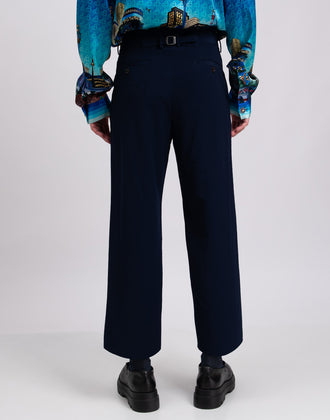 RRP €990 GUCCI Wool Flat Front Trousers IT50 US40 L Blue Cropped Made in Italy gallery photo number 7