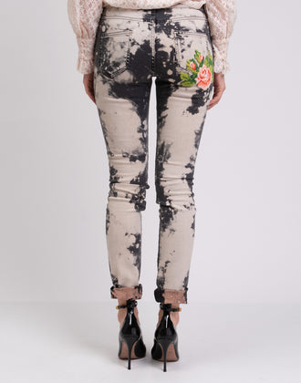 RRP €980 GUCCI Jeans W25 Embroidered Flower Bleached Dirty Look Low Waist gallery photo number 6