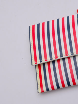 RRP€640 THOM BROWNE Leather Mini Flap Folio Clutch Bag Logo Striped Pattern gallery photo number 9
